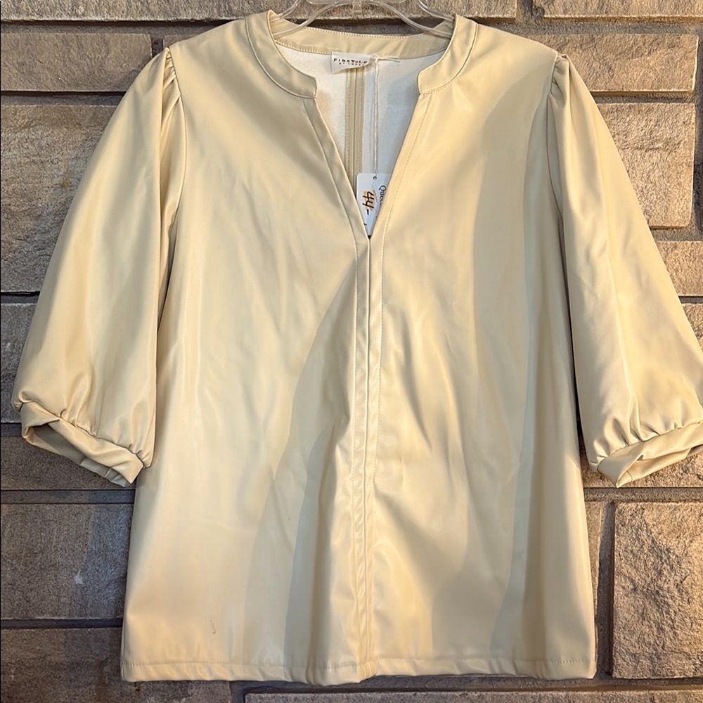 Cream Faux Leather top